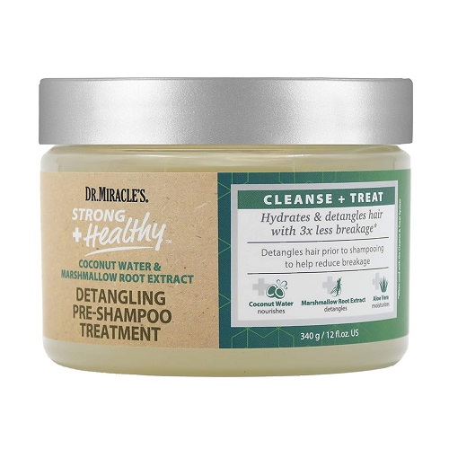 Dr. Miracle's Strong & Healthy Detangling Pre-Shampoo Treatment. Infused with Coconut Water, Marshmallow Root and Aloe Vera