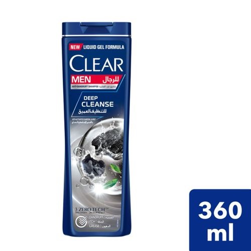 Clear Deep Cleanse Anti-Dandruff Shampoo for Men- with Activated Charcoal & Mint - 360 Ml