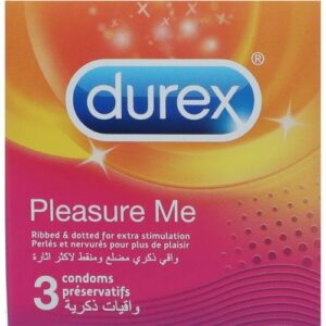 Durex Pleasure Me Condom Pack of 3, easy on, ribbed and dotted for extra stimulation