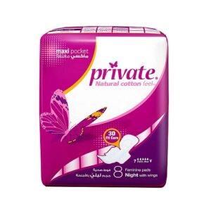 Private Feminine Tri Fold Maxi Pocket Night Napkins - 8 Pads