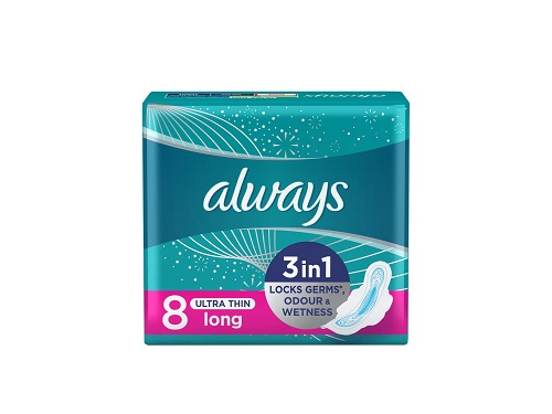 Always Ultra Delight, Long Sanitary Pads, 8 Pieces
