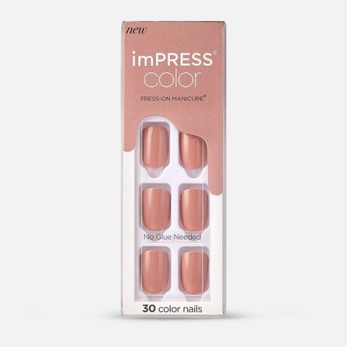 KISS imPRESS Color Press-On Manicure, Gel Nail Kit, PureFit Technology, Short- 010